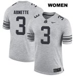 Women's NCAA Ohio State Buckeyes Damon Arnette #3 College Stitched Authentic Nike Gray Football Jersey TQ20F26AT